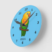 Cute lovebird cartoon parrot ronde klok (Hoek)