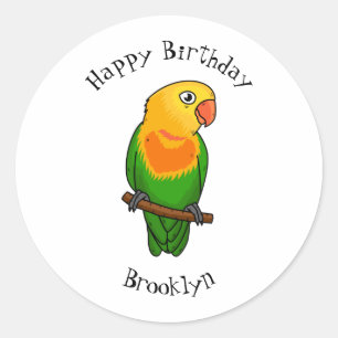 Cute lovebird cartoon parrot ronde sticker
