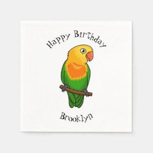 Cute lovebird cartoon parrot servet