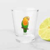Cute lovebird cartoon parrot shot glas (Voorkant)