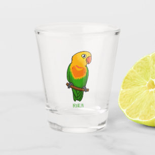 Cute lovebird cartoon parrot shot glas