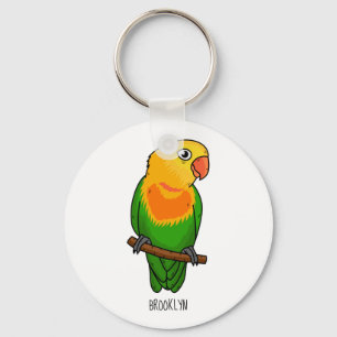 Cute lovebird cartoon parrot sleutelhanger