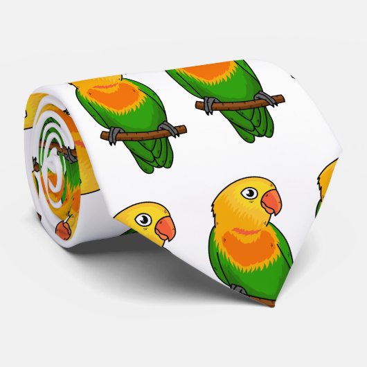 Cute lovebird cartoon parrot stropdas (Opgerold)