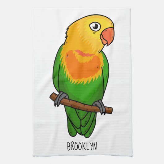 Cute lovebird cartoon parrot theedoek (Verticaal)