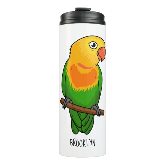Cute lovebird cartoon parrot thermosbeker (Voorkant)