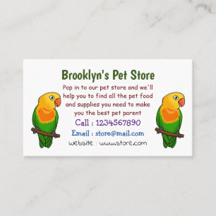 Cute lovebird cartoon parrot visitekaartje