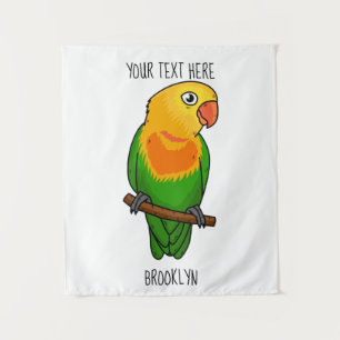 Cute lovebird cartoon parrot wandkleed