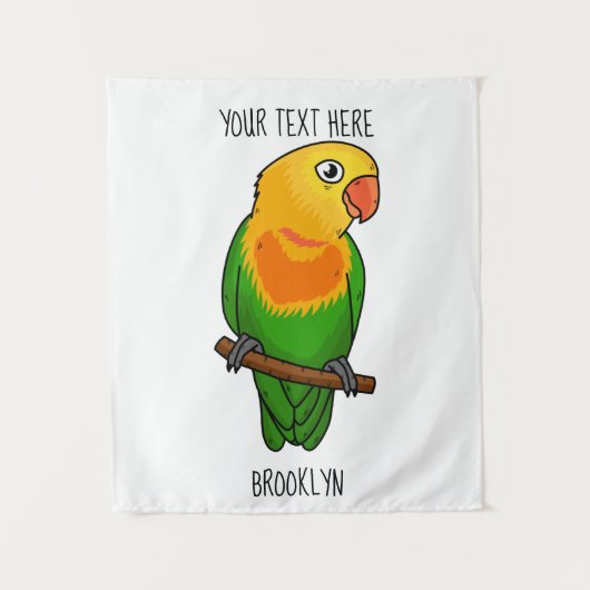 Cute lovebird cartoon parrot wandkleed (Voorkant)