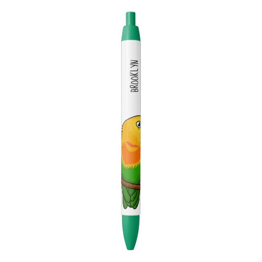 Cute lovebird cartoon parrot zwarte inkt pen (Voorkant Verticaal)
