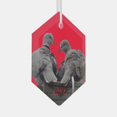 Cute Lovebird Cust. Tekstglazen versiering Glas Ornament (Voorkant Rechts)