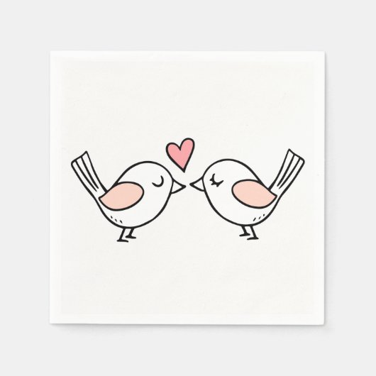 Cute Lovebird Pink White Tortelduifjes Weddenschap Servet (Voorkant)