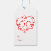 Cute Lovebirds Boho Rode Hart Trouwdag Cadeaulabel (Voorkant)