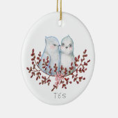 Cute Lovebirds Couples First Christmas Together Keramisch Ornament (Rechts)