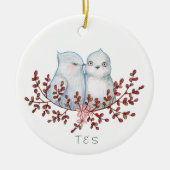 Cute Lovebirds Couples First Christmas Together Keramisch Ornament (Voorkant)