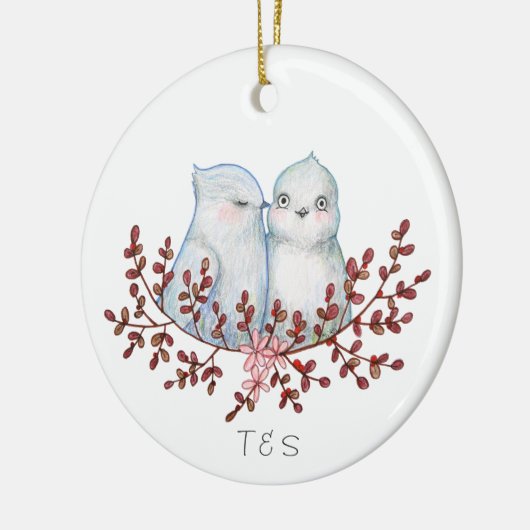 Cute Lovebirds Couples First Christmas Together Keramisch Ornament (Links)