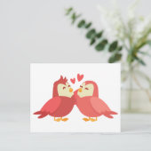 Cute Lovebirds Rode Bourgogne Trouwliefde Bruidsbo Briefkaart (Staand voorkant)