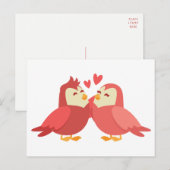 Cute Lovebirds Rode Bourgogne Trouwliefde Bruidsbo Briefkaart (Voorkant / Achterkant)