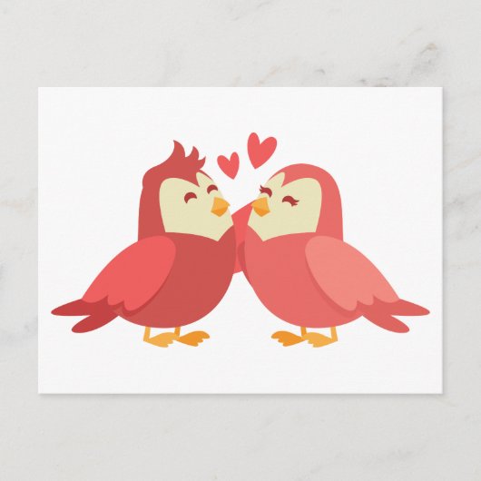 Cute Lovebirds Rode Bourgogne Trouwliefde Bruidsbo Briefkaart (Voorkant)