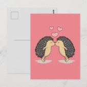 Cute Lovely Kissende Hedégs, Funny Sweet Briefkaart (Voorkant / Achterkant)