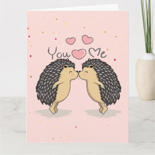Cute Lovely Kissende Hedégs Kaart