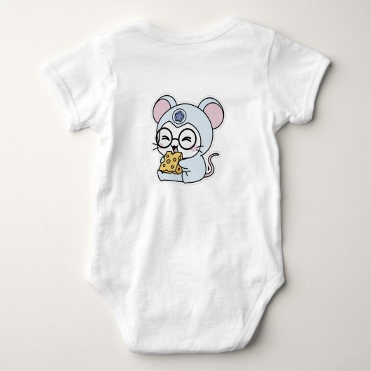 Cute lovely little mouse loves cheese  romper (Achterkant)