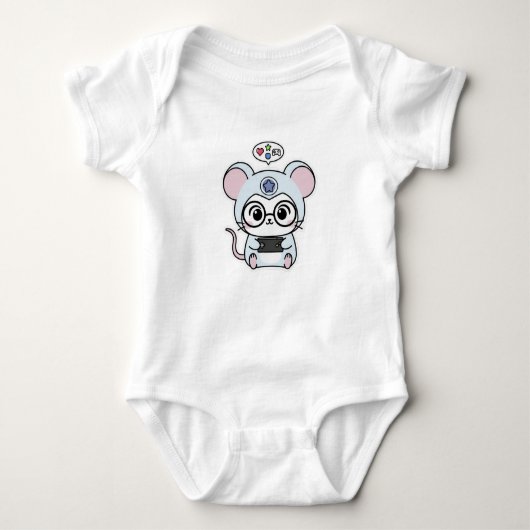 Cute lovely little mouse playing video games romper (Voorkant)