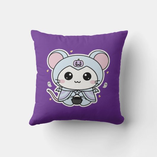 Cute lovely little mouse ready for Halloween  Kussen (Achterkant)