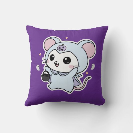 Cute lovely little mouse ready for Halloween Kussen (Achterkant)