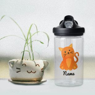 Cute Lovely Oranje Kitten Cartoon Waterfles
