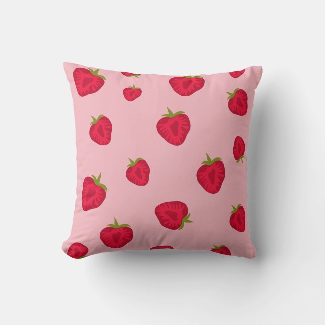 Cute Lovely Pink Strawberry Pattern Kussen (Voorkant)