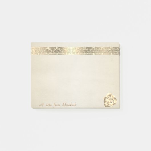 Cute Lovely Stijlvol Elegant, Lace, Gold Roos Post-it® Notes (Voorkant)