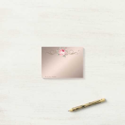 Cute Lovely Stijlvol Roos Post-it® Notes (Op bureau)