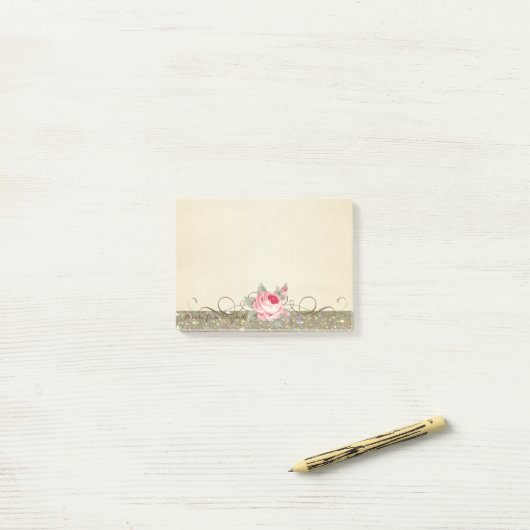 Cute Lovely Stijlvol Roos Post-it® Notes (Op bureau)
