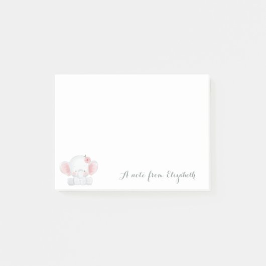 Cute Lovely Stylish Girly, Baby Elephant, Flower Post-it® Notes (Voorkant)