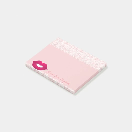 Cute Lovely Stylish Girly, Lace, Lips Post-it® Notes (Schuin)
