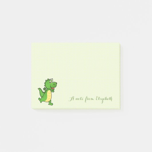 Cute Lovely Stylish, Polka Dots, Happy Crocodile Post-it® Notes (Voorkant)