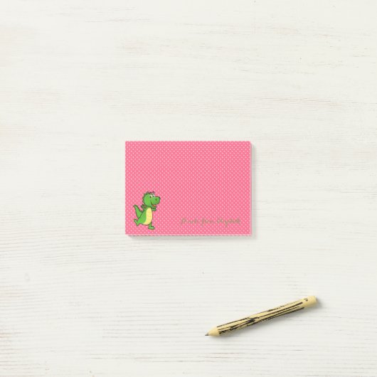 Cute Lovely Stylish, Polka Dots, Happy Crocodile Post-it® Notes (Op bureau)