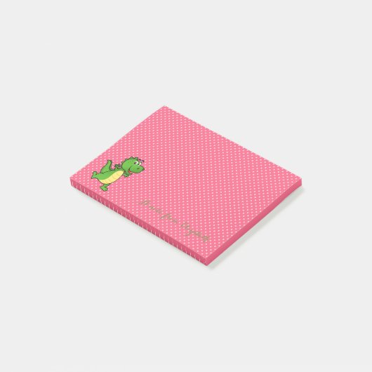 Cute Lovely Stylish, Polka Dots, Happy Crocodile Post-it® Notes (Schuin)