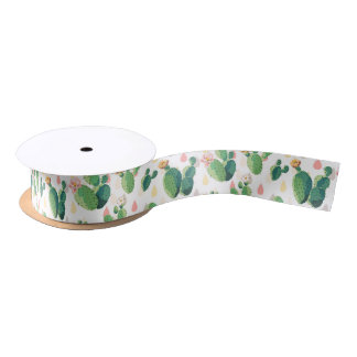 Cute Lovely Succulent Cactus Satin Ribbon Satijnen Lint