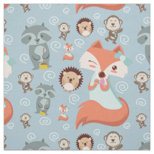 Cute Lovely woodland animals fox nursery Stof