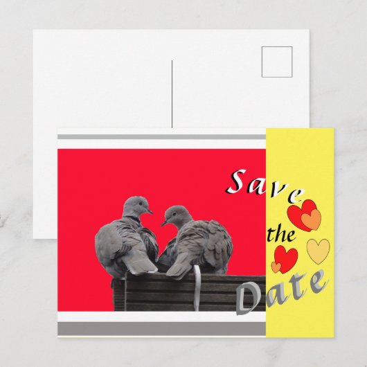 Cute Lovevogels BEWAREN DE DATUM Hart Briefkaart (Voorkant / Achterkant)