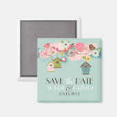 Cute Lovevogels & Birdhouses Save the Date Magnet (Voorkant / Achterkant)