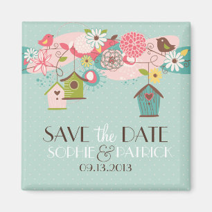 Cute Lovevogels & Birdhouses Save the Date Magnet
