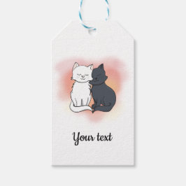 Cute Loving Cartoon Cats on Fuzzy Pink Backdrop Cadeaulabel