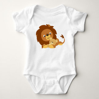 Cute Loving Cartoon Lion Dad & Cub Baby Creeper Romper