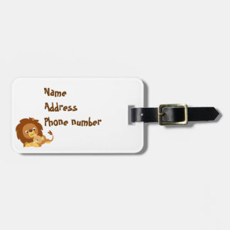 Cute Loving Cartoon Lion Dad en Cub Bagagelabel