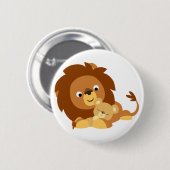 Cute Loving Cartoon Lion Dad en Cub Button Badge (Voorkant /achterkant)