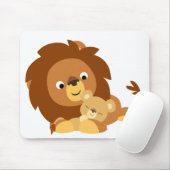 Cute Loving Cartoon Lion Dad en Cub Mousepad Muismat (Met muis)