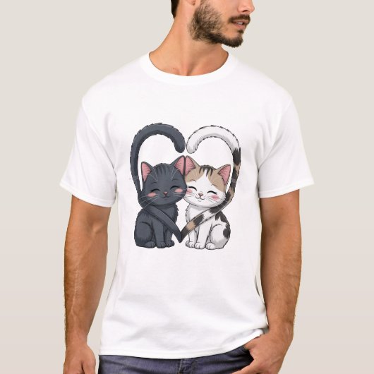 Cute Loving Cats Heart Design 🐱❤️ Adorable Kawaii T-shirt (Voorkant)