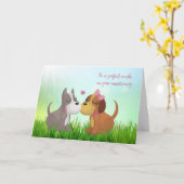 Cute Loving Dogs, Wedding Jubileum Kaart (Gele Bloem)